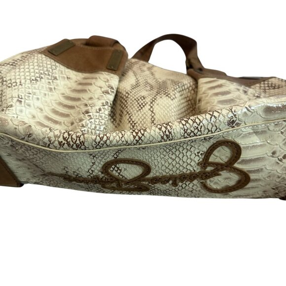 Jessica Simpson Snakeskin Print Handbag Purse Tote Vegan Leather Large Women's - Picture 7 of 10